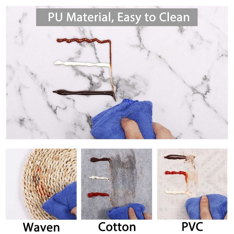 Jovono Marble Faux Leather PU Placemats, Set of 4, Washable, Stain Resistant for Dining Room Kitchen Table Decor - Image 2
